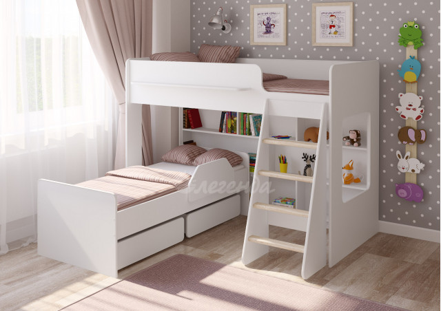 Двухъярусная кровать Легенда 26.2 белая